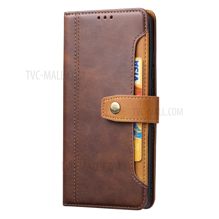 Wallet Stand Leather Protective Mobile Phone Cover Case with Outer Card Slot for Xiaomi Mix 4 - Brown-2