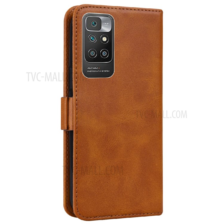 Cat and Butterfly Imprinted Stand Wallet Case Phone Guard Cover for Xiaomi Redmi 10/10 Prime - Orange-10