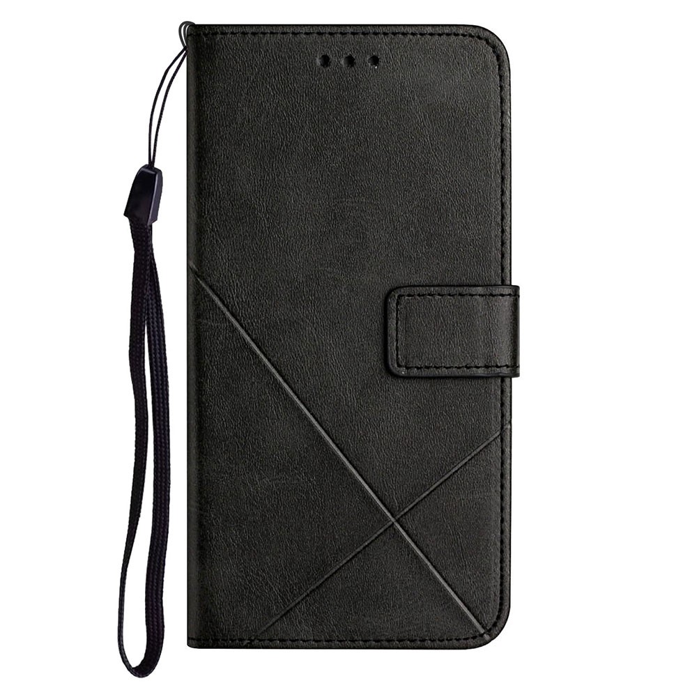 Stripe Leather Phone Case Solid Color Wallet Phone Shell for Xiaomi Redmi 10 Prime / Redmi 10 - Black-4