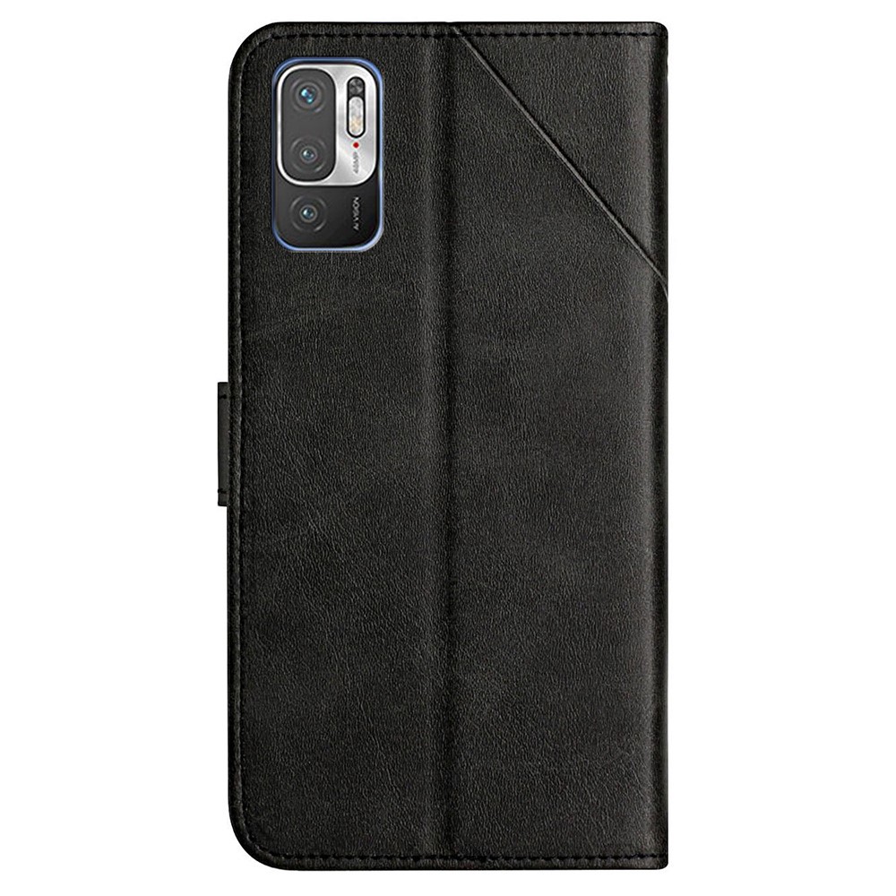 Scratch Resistant Solid Color Stripe Leather Phone Case Wallet Shell for Xiaomi Redmi Note 10 5G / Redmi Note 10T 5G / Poco M3 Pro 5G / Poco M3 Pro 4G - Black-5