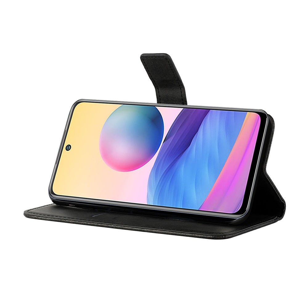 Scratch Resistant Solid Color Stripe Leather Phone Case Wallet Shell for Xiaomi Redmi Note 10 5G / Redmi Note 10T 5G / Poco M3 Pro 5G / Poco M3 Pro 4G - Black-7