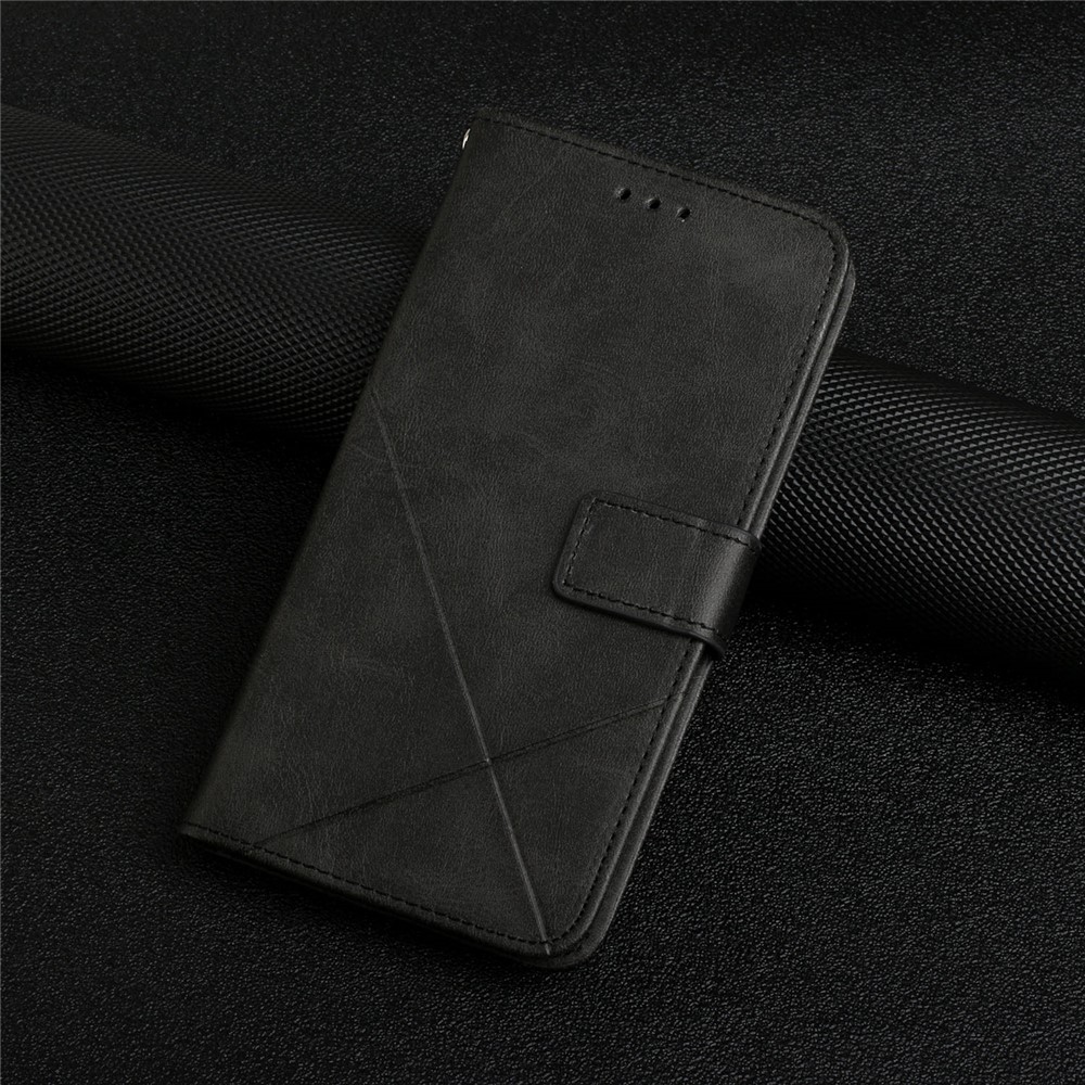 Scratch Resistant Solid Color Stripe Leather Phone Case Wallet Shell for Xiaomi Redmi Note 10 5G / Redmi Note 10T 5G / Poco M3 Pro 5G / Poco M3 Pro 4G - Black-9