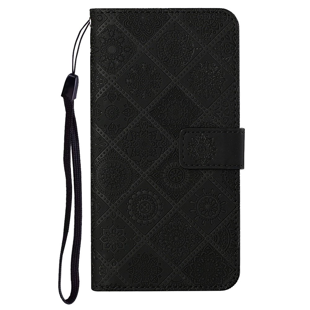 Ethnic Flower Imprinted Wallet Leather Case with Hand Strap for Xiaomi Poco M3 Pro 4G / 5G / Redmi Note 10 5G/Redmi Note 10T 5G - Black-4
