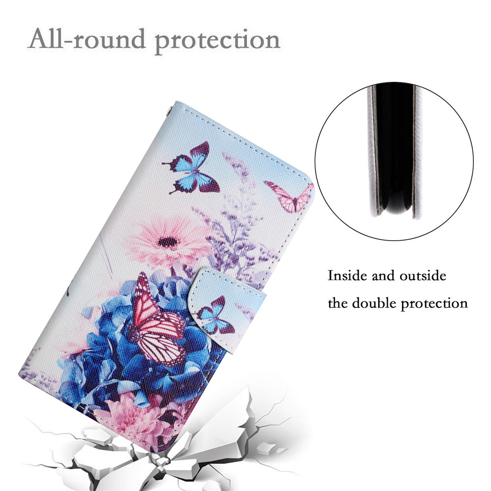 Pattern Printing Leather Phone Case Wallet Stand Cover with Wrist Strap for Xiaomi Redmi Note 10 Pro 5G (China)/Xiaomi Poco X3 GT 5G - Purple Butterfly-7