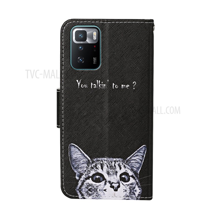Pattern Printing Folio Flip Leather Phone Case Wallet Stand Cover with Wrist Strap for Xiaomi Redmi Note 10 Pro 5G (China)/Poco X3 GT - Little Cat-3