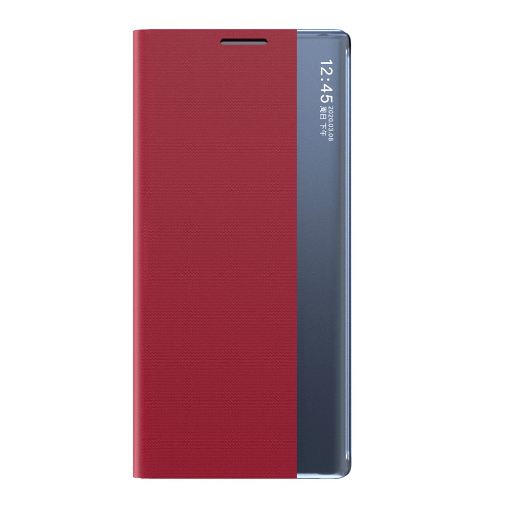 Foldable Stand Folio Flip Litchi Leather Auto-absorbed Protector Shell with View Window for Xiaomi 11T/11T Pro - Red-2