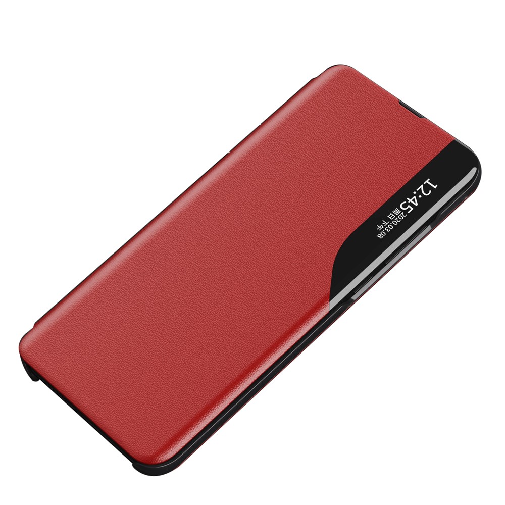 Litchi Texture Leather Phone Stand Case Folio Flip Cover with View Window for Xiaomi 11T/11T Pro - Red-2