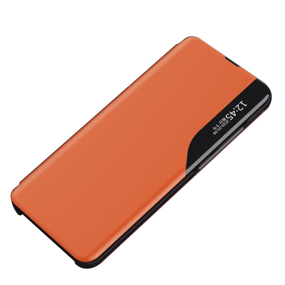 Litchi Texture Leather Phone Stand Case Folio Flip Cover with View Window for Xiaomi 11T/11T Pro - Orange-2