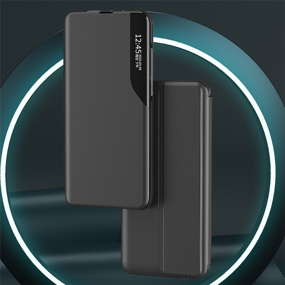 Litchi Texture Leather Phone Stand Case Folio Flip Cover with View Window for Xiaomi 11T/11T Pro - Sapphire-3