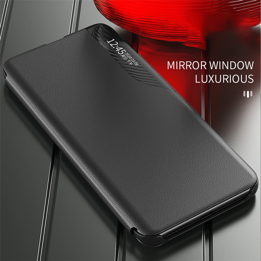 Litchi Texture Leather Phone Stand Case Folio Flip Cover with View Window for Xiaomi 11T/11T Pro - Sapphire-5