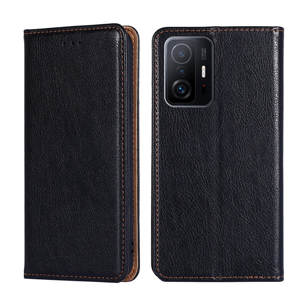 Full Protection PU Leather Wallet Stand Design Magnetic Auto-absorbed Phone Cover Case for Xiaomi 11T/11T Pro - Black-1