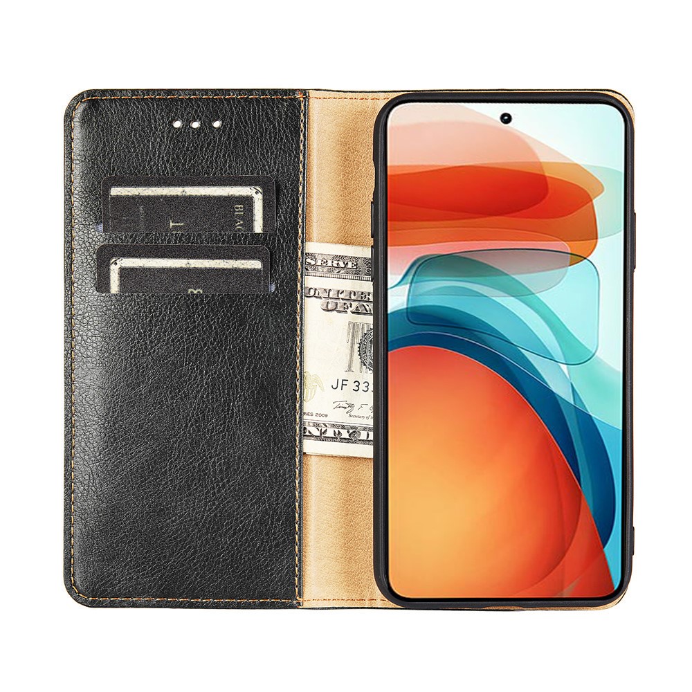 Cierre Magnético Folio Follote Teléfono Teléfono Cubra De Cubierta De La Madera De La Madera Para Xiaomi Redmi Nota 10 Pro 4G (Global) /(India) / Nota 10 Pro Max - Negro-4