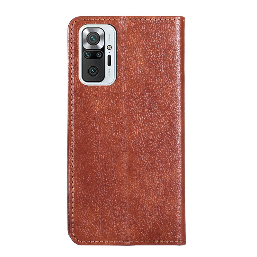 Magnetic Closure Folio Flip Leather Phone Stand Cover Wallet Case Shell for Xiaomi Redmi Note 10 Pro 4G (Global)/(India)/Note 10 Pro Max - Brown-3