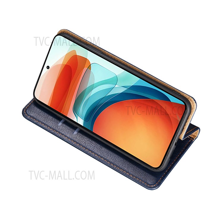 Wallet Stand Design Auto-absorbed Closure Leather Phone Flip Cover Shell for Xiaomi Redmi Note 10 4G/Note 10S - Blue-5