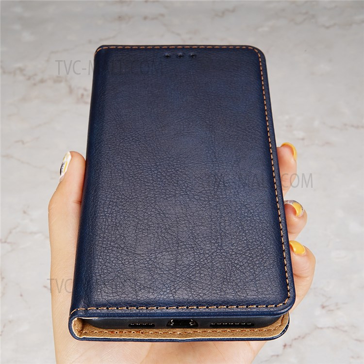 Wallet Stand Design Auto-absorbed Closure Leather Phone Flip Cover Shell for Xiaomi Redmi Note 10 4G/Note 10S - Blue-7