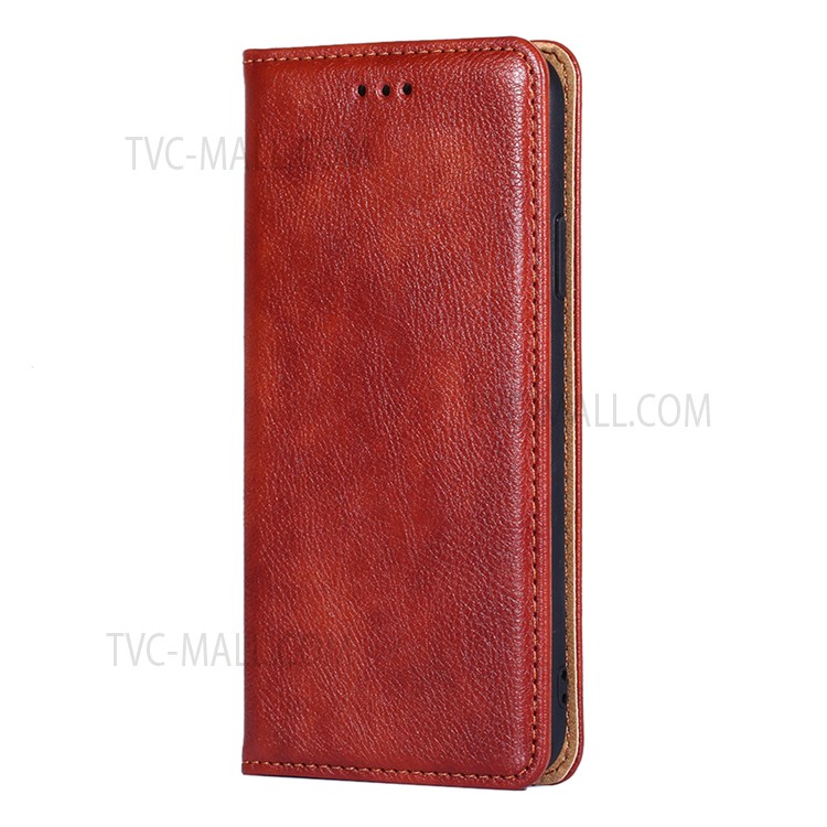 Wallet Stand Design Auto-absorbed Closure Leather Phone Flip Cover Shell for Xiaomi Redmi Note 10 4G/Note 10S - Brown-2