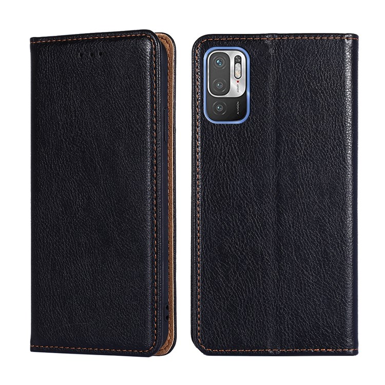 Scratch-resistant Magnetic Auto-absorbed Closure Wallet Stand Leather Phone Cover Case for Xiaomi Poco M3 Pro 4G/5G/Redmi Note 10 5G/Redmi Note 10T 5G - Black-1