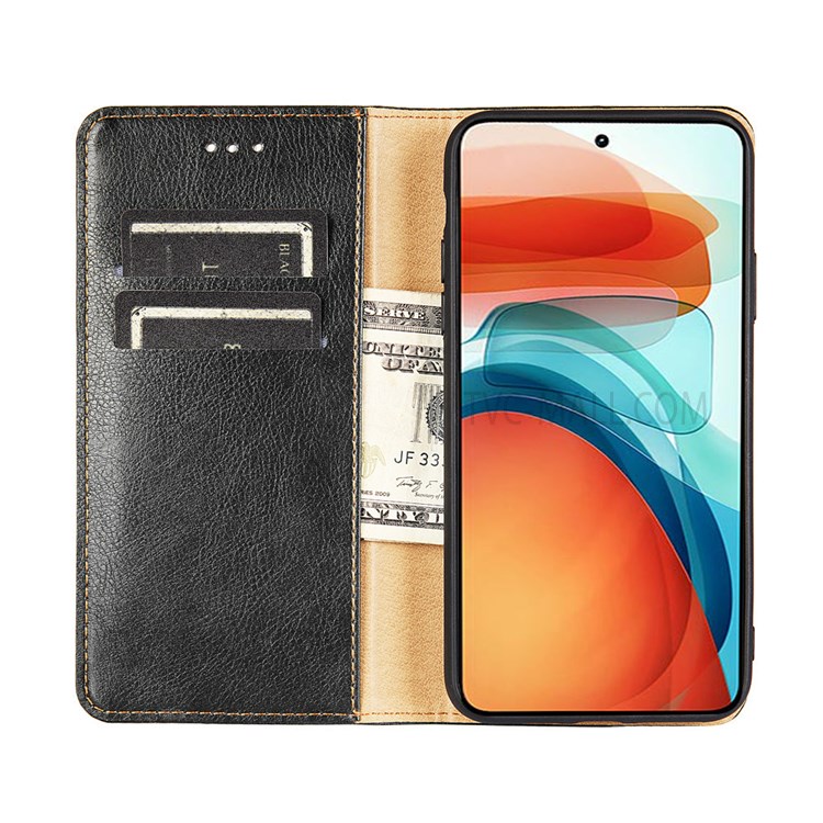 Scratch-resistant Magnetic Auto-absorbed Closure Wallet Stand Leather Phone Cover Case for Xiaomi Poco M3 Pro 4G/5G/Redmi Note 10 5G/Redmi Note 10T 5G - Black-4