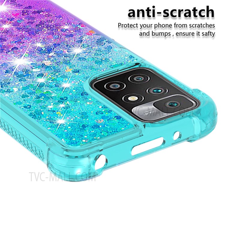 Anti-Drop Gradient Quicksand Glitter Flowing Liquid Floating Bling Stylish TPU Case for Xiaomi Redmi 10 - Sky Blue/Purple-2