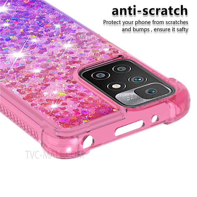 Anti-Drop Gradient Quicksand Glitter Flowing Liquid Floating Bling Stylish TPU Case for Xiaomi Redmi 10 - Pink/Purple-2