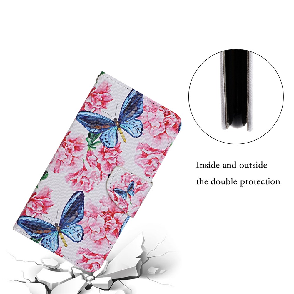 Pattern Printing PU Leather Phone Stand Wallet Case Protective Cover with Wrist Strap for Xiaomi 11T - Dragonfly/Flowers-7