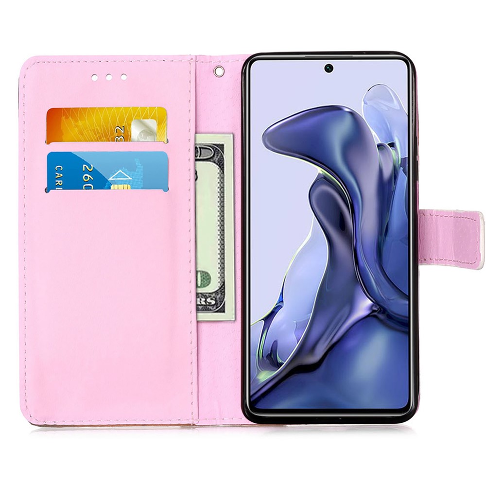 Stylish Pattern Printing Wrist Strap Anti-Drop Wallet Stand Design Folio Flip Leather Cover Case for Xiaomi 11T - Baby Panda-5