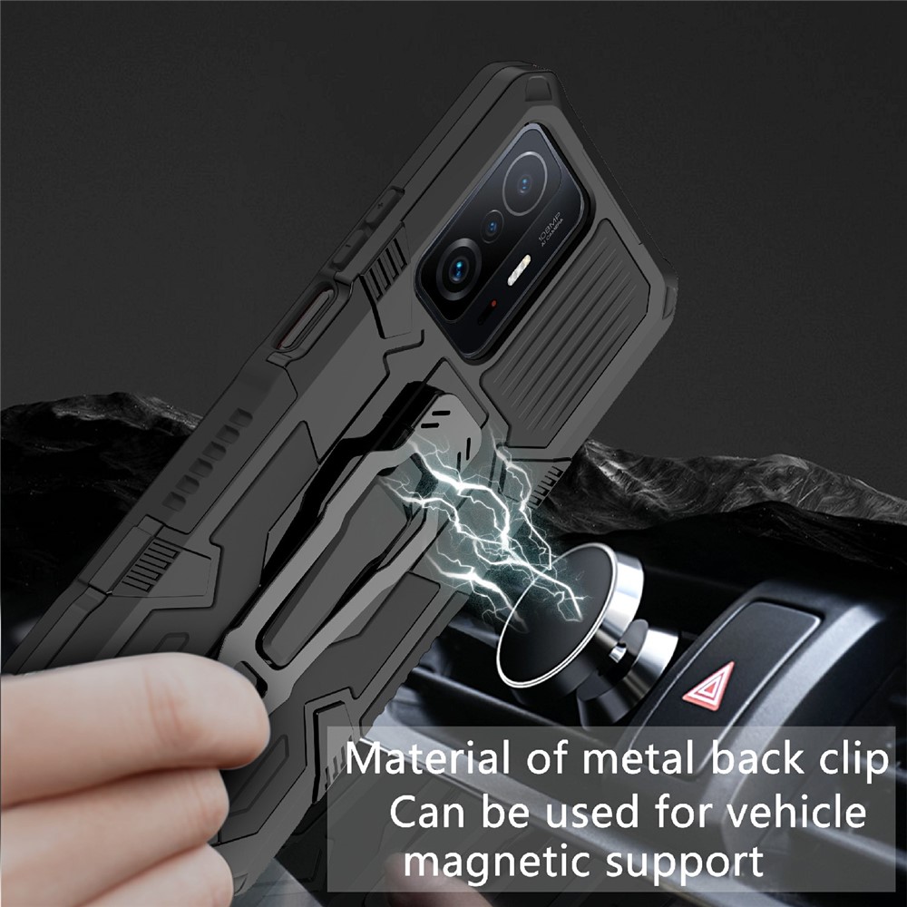 Back Clip Kickstand Design PC + TPU + Metal Hybrid Phone Protective Case Cover for Xiaomi 11T/11T Pro - Black-2