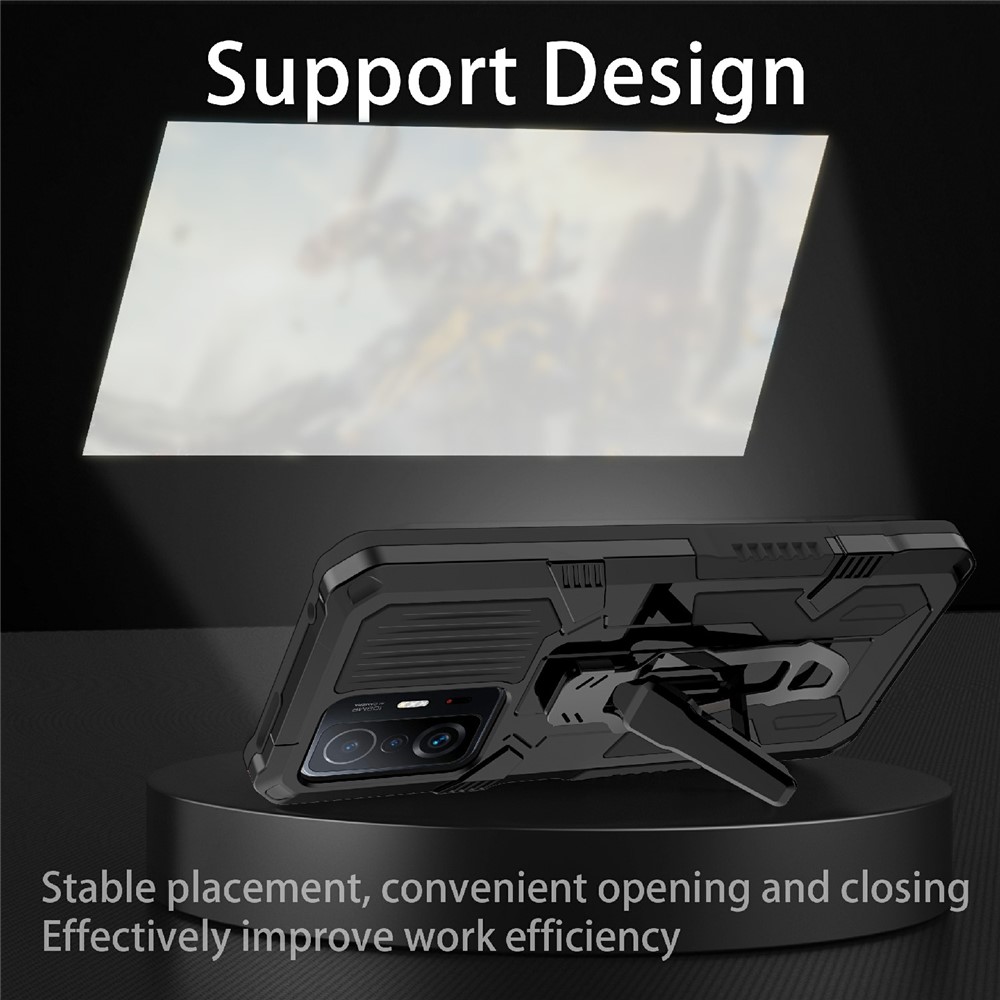 Back Clip Kickstand Design PC + TPU + Metal Hybrid Phone Protective Case Cover for Xiaomi 11T/11T Pro - Black-3