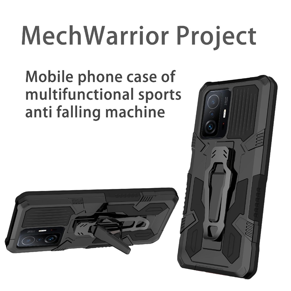 Back Clip Kickstand Design PC + TPU + Metal Hybrid Phone Protective Case Cover for Xiaomi 11T/11T Pro - Black-6