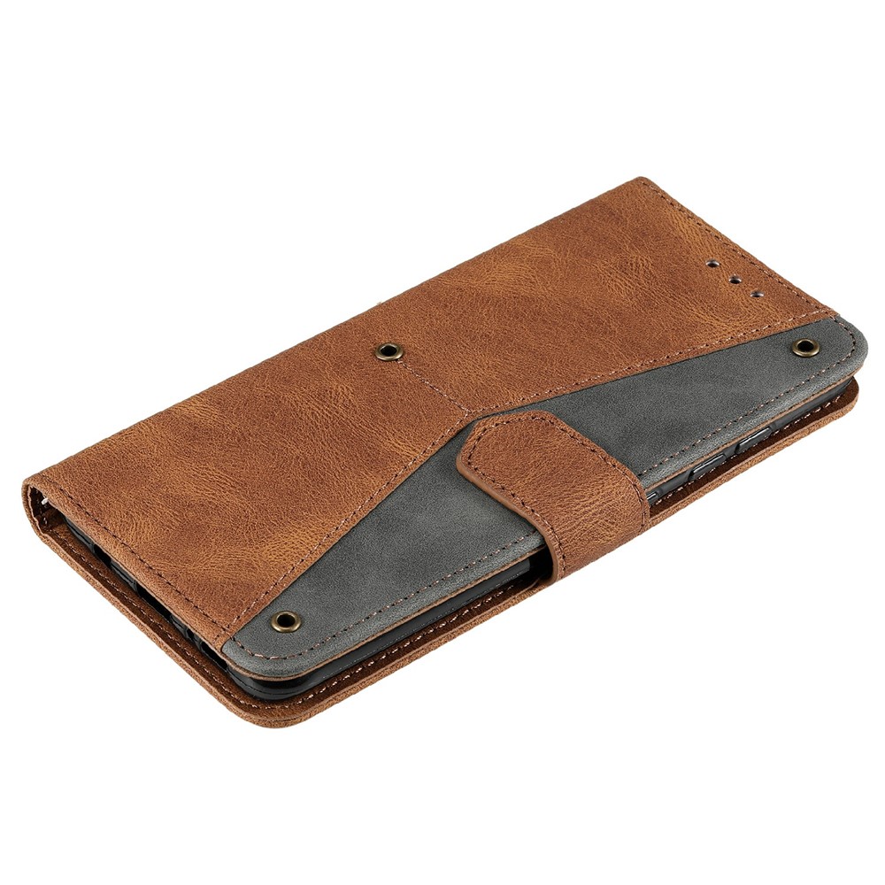 Splicing Stitching Skin-touch PU Leather and TPU Stand Wallet Phone Case Protective Cover for Xiaomi 11T - Brown-7