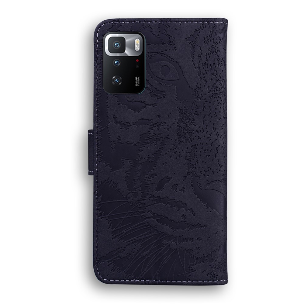 Shock Resistant Tiger Imprint Pattern Flip Phone Case Full Protection Leather Wallet Stand Phone Shell for Xiaomi Poco X3 GT / Redmi Note 10 Pro 5G (China) - Black-3