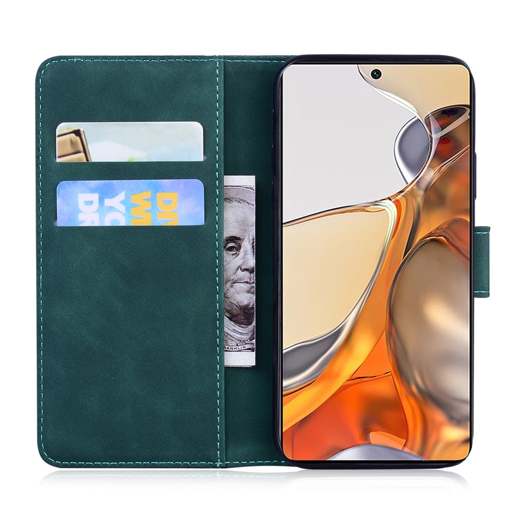 Imprinted Tiger Pattern Shockproof PU Leather and TPU Phone Flip Case Wallet Stand Cover for Xiaomi 11T Pro / Xiaomi 11T - Green-4
