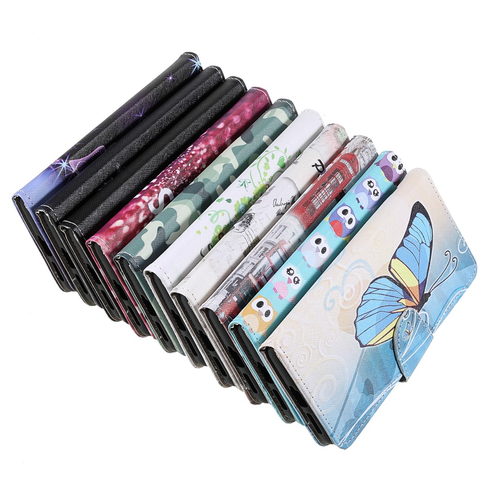 Stylish Pattern Printing Design Cross Texture PU Leather Wallet Stand Protective Magnetic Phone Case for Xiaomi 11T / 11T Pro - Sparkling Butterflies-11