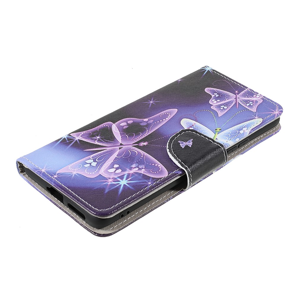 Stylish Pattern Printing Design Cross Texture PU Leather Wallet Stand Protective Magnetic Phone Case for Xiaomi 11T / 11T Pro - Sparkling Butterflies-4