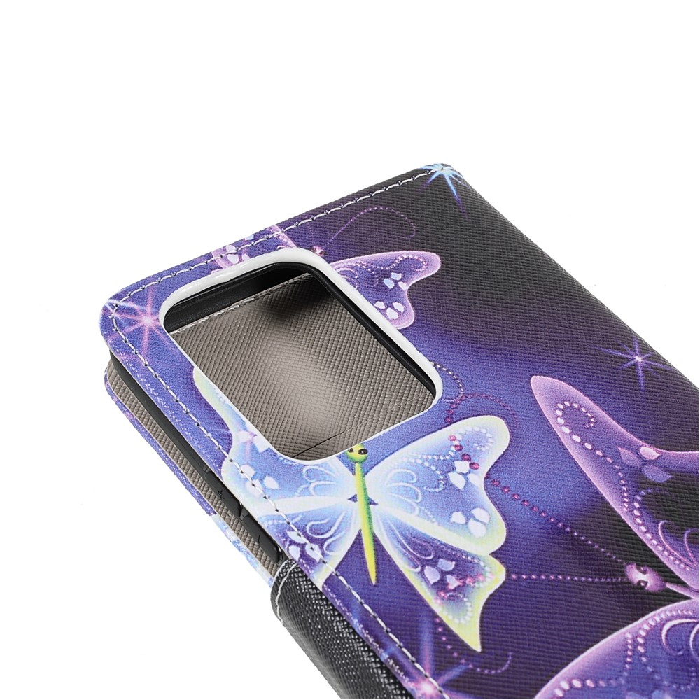 Stylish Pattern Printing Design Cross Texture PU Leather Wallet Stand Protective Magnetic Phone Case for Xiaomi 11T / 11T Pro - Sparkling Butterflies-6