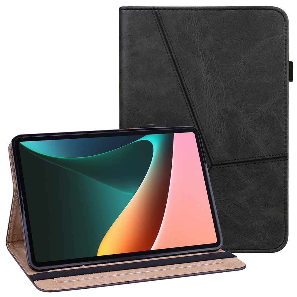 All-round Shockproof Well-protected Anti-drop Leather Tablet Cover with Stand Card Slots for Xiaomi Pad 5/Pad 5 Pro - Black-1