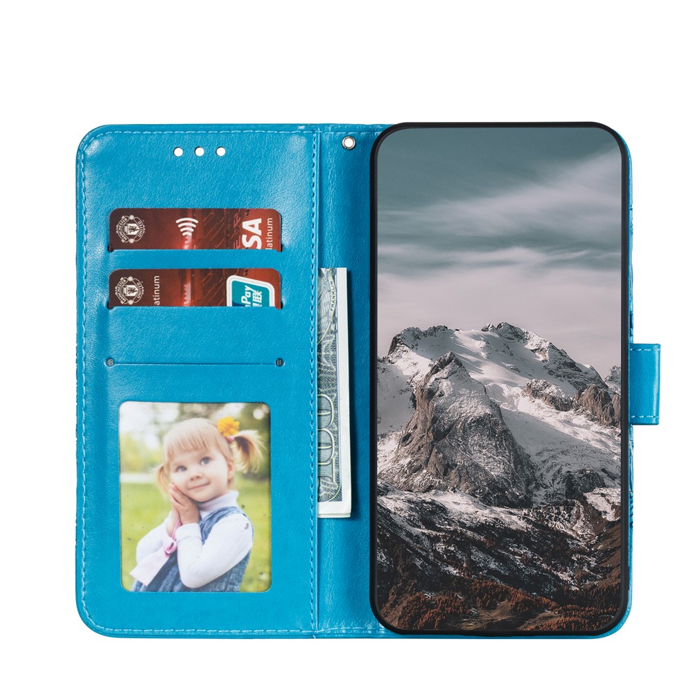 Imprint Mandala Flower Stand Leather Case Cover for Xiaomi 11T / Xiaomi 11T Pro - Blue-4