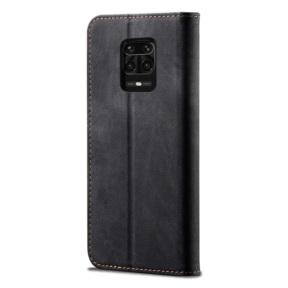 360 Degree Protection Jeans Cloth Texture Flip Phone Cover Wallet Stand Leather Case for Xiaomi Redmi Note 10 Lite - Black-3