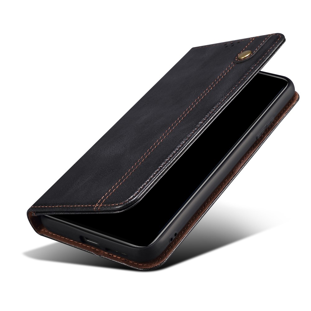 Drop-proof Waxy Crazy Horse Texture PU Leather Phone Case Magnetic Auto-absorbed Wallet Stand Cover for Xiaomi Redmi Note 10 Lite - Black-6