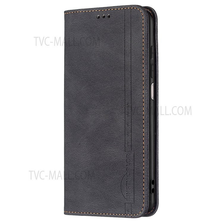 BINFEN COLOR Auto-absorbed Shockproof Scratch Resistant Anti-swiping Design TPU + PU Leather Phone Case Stand Cover for Xiaomi Redmi Note 9 Pro Max / Redmi Note 9 Pro / Redmi Note 9S - Black-8