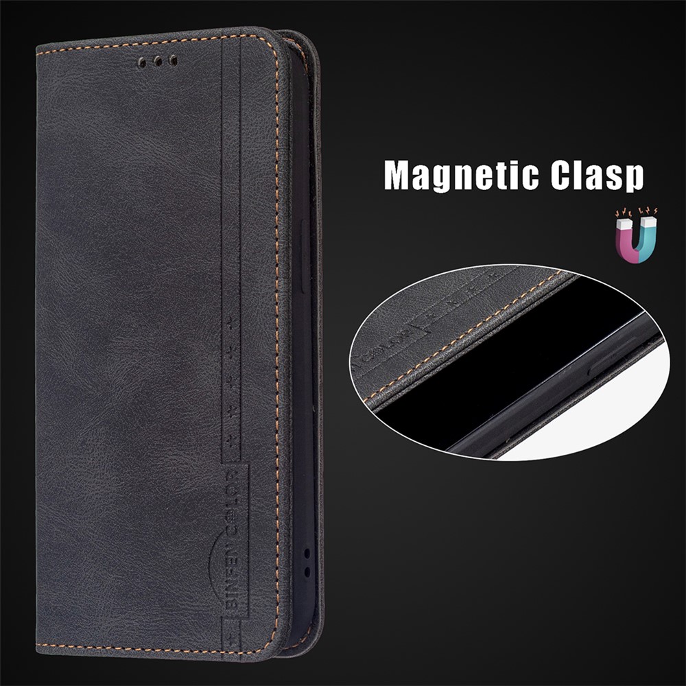 BINFEN COLOR Shock-proof Stand Cover RFID Blocking Design PU Leather Phone Case for Xiaomi Redmi Note 10 Pro 4G (Global)/Note 10 Pro 4G (India)/Note 10 Pro Max - Black-8