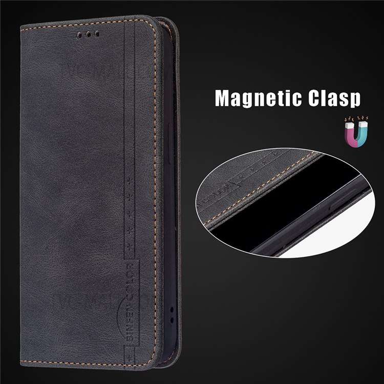 BINFEN COLOR For Xiaomi 11T Pro / Xiaomi 11T Scratch Resistant Anti-swiping Design PU Leather Phone Case Stand Cover - Black-8