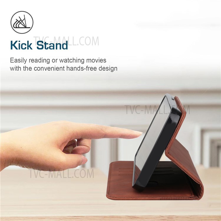 S-shaped Texture Auto-absorbed Folio Flip Leather Wallet Stand Case Full Body Shockproof Protection Cover for Xiaomi Mi 10S - Brown-8