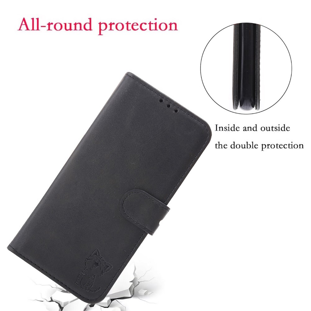 360 Degree Protection Happy Cat Pattern Imprinting Leather Wallet Case with Stand for Xiaomi Mi 11 Lite 4G / 5G/11 Lite 5G NE - Black-7
