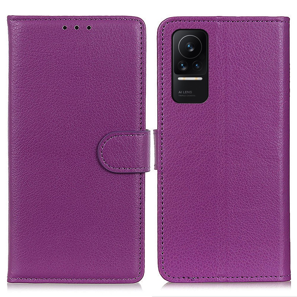 Stylish Classic All-Inclusive Litchi Texture Leather Wallet Stand Case for Xiaomi Civi 5G - Purple-1