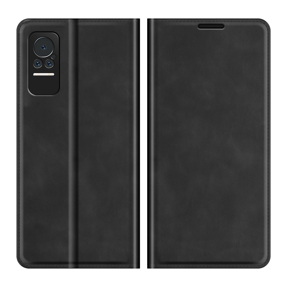 Magnet Closure Folio Flip Phone Shell Stand Design Silky-Touch Super Leather Cover Protective Case with Wallet for Xiaomi Civi 5G - Black-1
