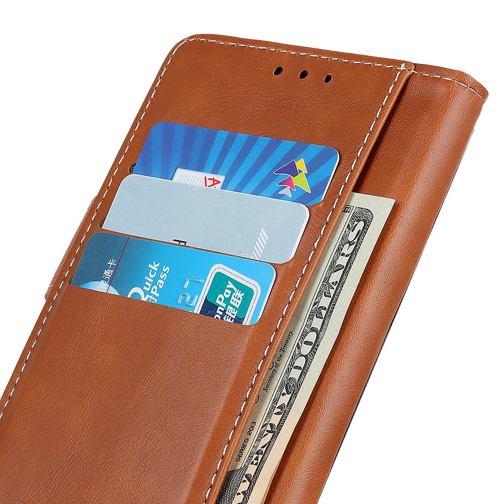 Folio Flip Phone Case S-Shape Line Wallet Style Textured PU Leather Stand Phone Cover for Xiaomi Civi - Brown-6
