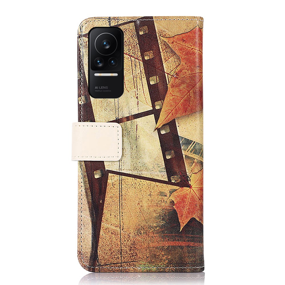 Wallet Design Pattern Printing Foldable Stand Leather Phone Cover Case for Xiaomi Civi 5G - Iron Tower and Maple-3