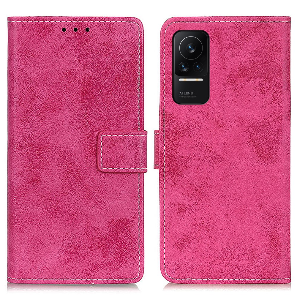 Retro Texture Leather Cover with Soft TPU Interior Shell Stand Wallet Design Cell Phone Case for Xiaomi Civi - Rose-1