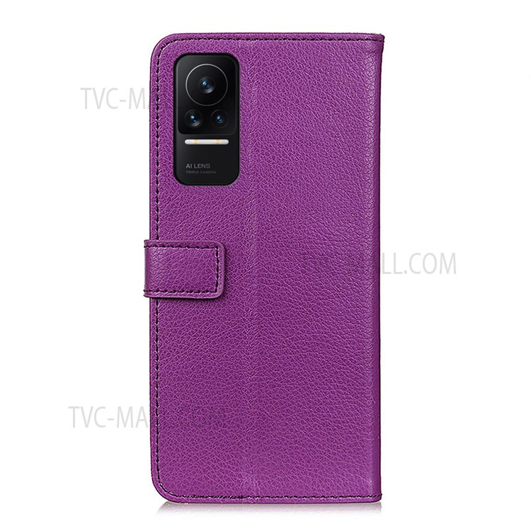 Impact-resistant Wallet Stand Design Magnetic Clasp Litchi Texture PU Leather Case Cover for Xiaomi Civi - Purple-3